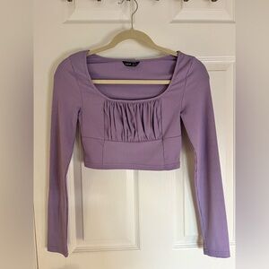 SHEIN Lavender Ribbed Long Sleeve Crop Top – Size S